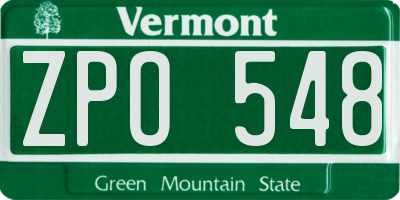 VT license plate ZPO548