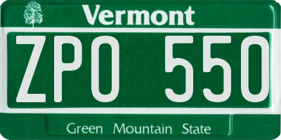 VT license plate ZPO550