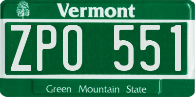 VT license plate ZPO551