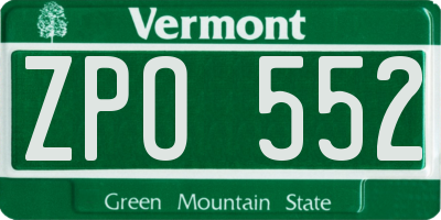 VT license plate ZPO552