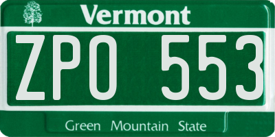 VT license plate ZPO553