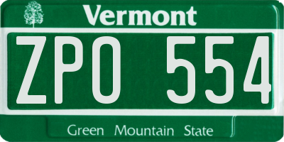 VT license plate ZPO554