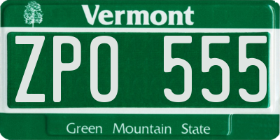 VT license plate ZPO555