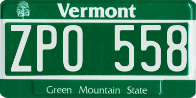 VT license plate ZPO558