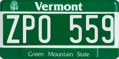 VT license plate ZPO559