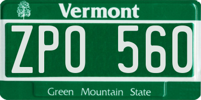 VT license plate ZPO560