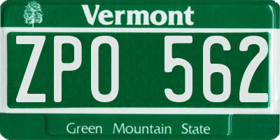 VT license plate ZPO562