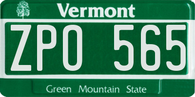 VT license plate ZPO565
