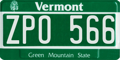 VT license plate ZPO566
