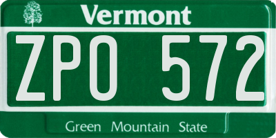 VT license plate ZPO572