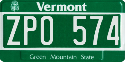 VT license plate ZPO574