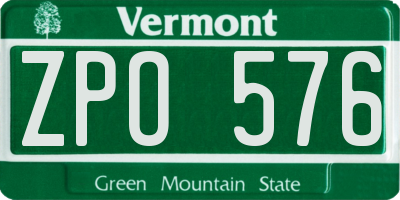 VT license plate ZPO576