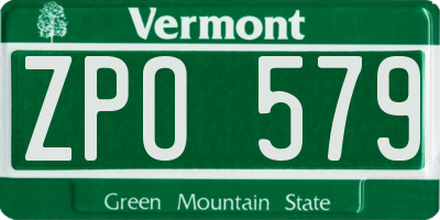 VT license plate ZPO579