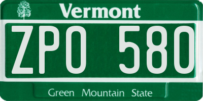 VT license plate ZPO580
