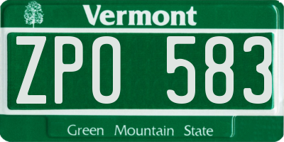 VT license plate ZPO583