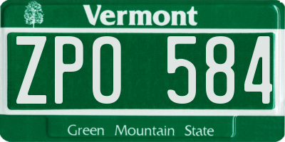 VT license plate ZPO584