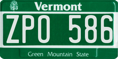 VT license plate ZPO586