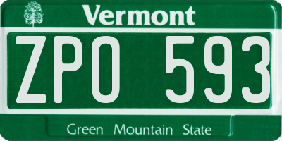 VT license plate ZPO593