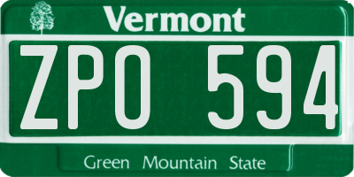 VT license plate ZPO594