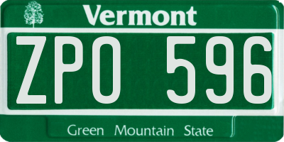 VT license plate ZPO596