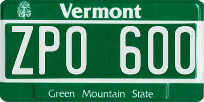 VT license plate ZPO600