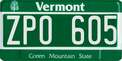 VT license plate ZPO605