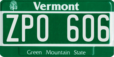 VT license plate ZPO606