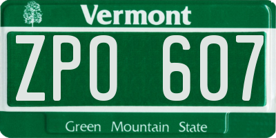 VT license plate ZPO607