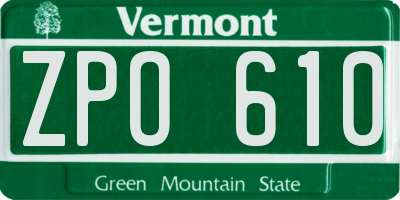 VT license plate ZPO610