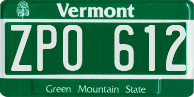 VT license plate ZPO612