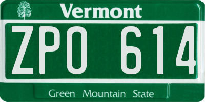 VT license plate ZPO614