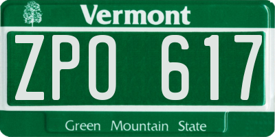 VT license plate ZPO617