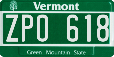 VT license plate ZPO618