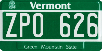 VT license plate ZPO626