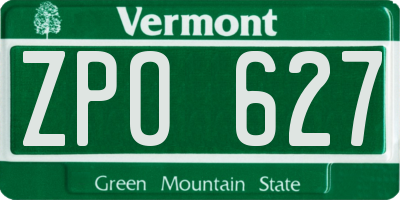 VT license plate ZPO627