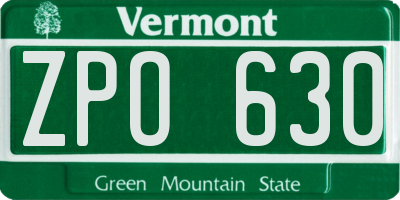 VT license plate ZPO630