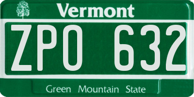 VT license plate ZPO632