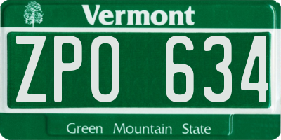 VT license plate ZPO634