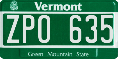 VT license plate ZPO635