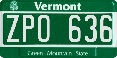 VT license plate ZPO636