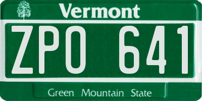 VT license plate ZPO641