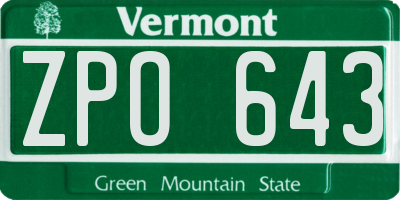 VT license plate ZPO643