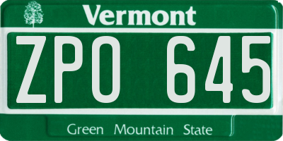 VT license plate ZPO645