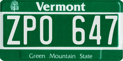 VT license plate ZPO647