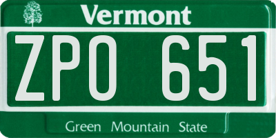 VT license plate ZPO651