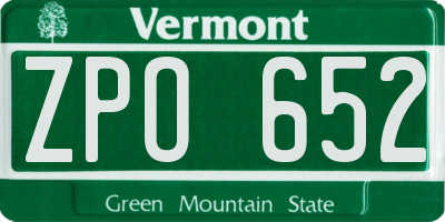 VT license plate ZPO652