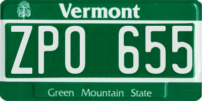 VT license plate ZPO655