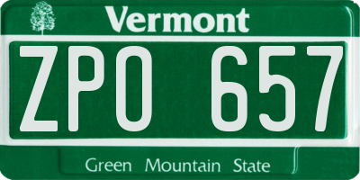 VT license plate ZPO657