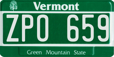 VT license plate ZPO659