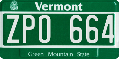 VT license plate ZPO664